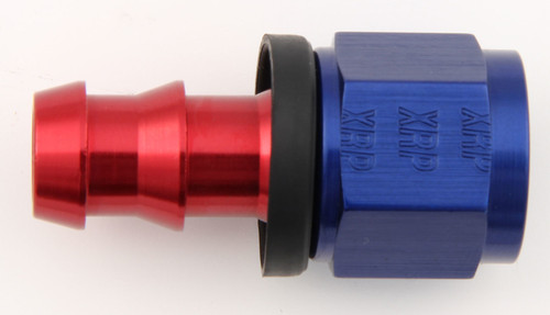 XRP-Xtreme Racing Prod. 230008 Fitting, Hose End, Push-On, Straight, 8 AN Hose Barb to 8 AN Female, Aluminum, Blue / Red Anodized, Each