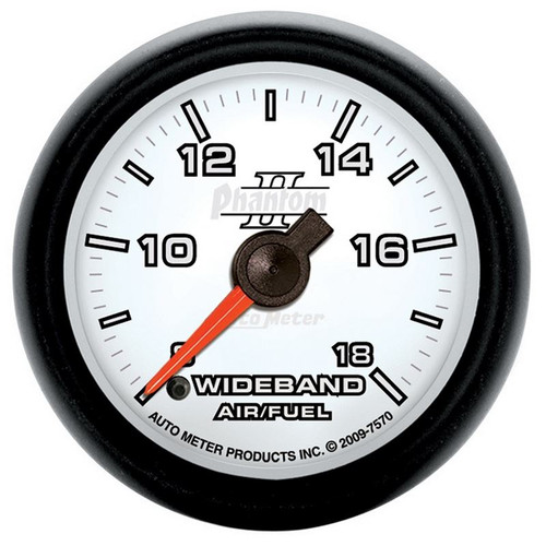 AutoMeter 7570 2-1/16 in. Wideband Air/Fuel Ratio, Analog, 8:1-18:1 AFR, Phantom II, White