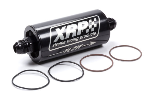 XRP-Xtreme Racing Prod. 7008AN Oil Filter, 70 Series, In-Line, 8 AN Inlet, 8 AN Outlet, 6.200 in Length, Requires Filter, Aluminum, Black Anodized, Each