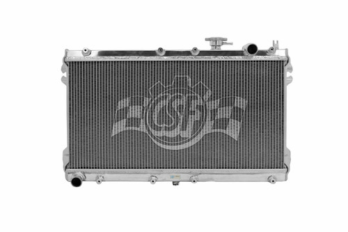 CSF Cooling 2862 Radiator, 26-1/16 in W x 2-3/8 in D, Single Pass, Passenger Side Inlet, Driver Side Outlet, Aluminum, Polished, Mazda Miata 1989-97, Each