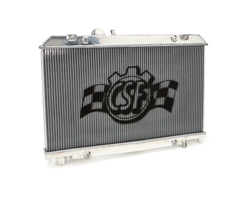 CSF Cooling 3164 Radiator, 26 in W x 14-3/16 in H x 2-3/8 in D, Top Center Inlet, Passenger Side Outlet, Aluminum, Polished, Mazda RX-8 2004-08, Each