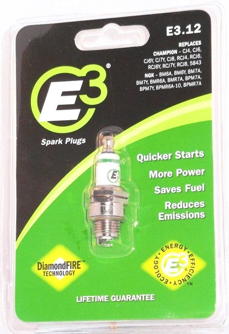 E3 Spark Plugs E3.12 Spark Plug, Diamond Fire, 14 mm Thread, 0.375 in Reach, Gasket Seat, Non-Resistor, Each
