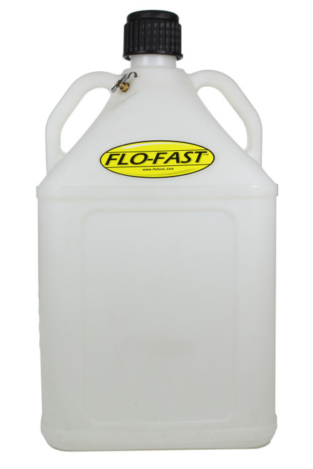 Flo-Fast 15503 Utility Jug, 15 Gal, 14-1/2 x 15 x 27 in Tall, O-Ring Seal Cap, Petcock Vent, Square, Plastic, Natural, Each