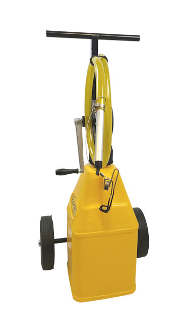 Flo-Fast 30107-Y Transfer Pump, Pro-Model, Manual, Hand Crank, Cart / Jug / Pump, Plastic, Yellow, 7.5 gal Jug, Kit