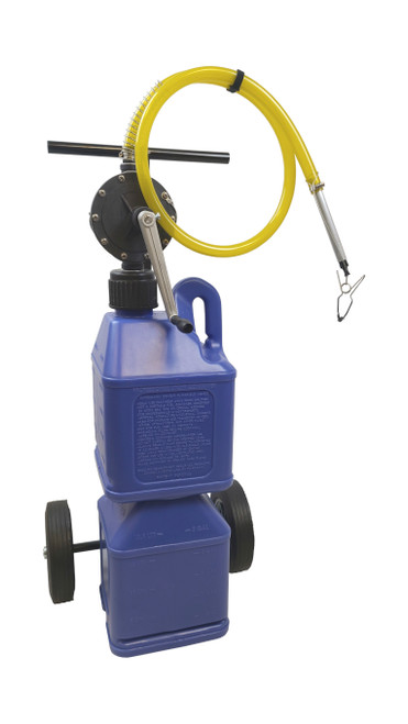 Flo-Fast 30125-B Transfer Pump, Pro-Model, Manual, Hand Crank, Cart / Jug / Pump, Plastic, Blue, Dual 5 gal Jug, Kit