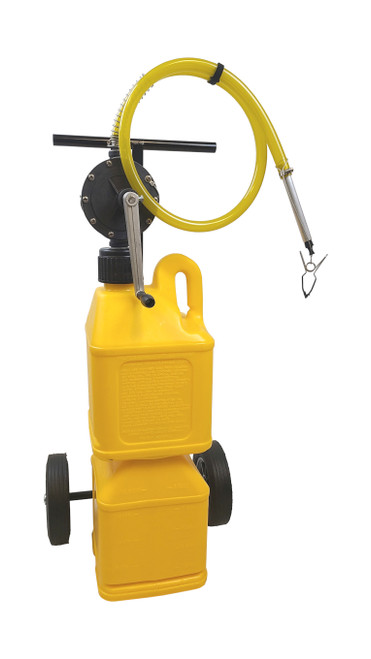 Flo-Fast 30125-Y Transfer Pump, Pro-Model, Manual, Hand Crank, Cart / Jug / Pump, Plastic, Yellow, Dual 5 gal Jug, Kit