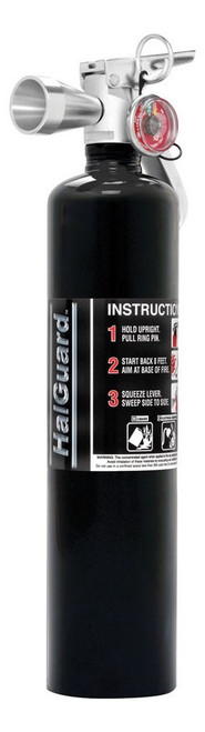 H3R Performance HG250B Fire Extinguisher, Halguard, Halotron 1, Class BC, 1B C Rated, 2.5 lb, Mounting Bracket, Steel, Black Paint, Each