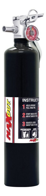 H3R Performance MX250B Fire Extinguisher, Maxout, Dry Chemical, Class ABC, 1A:10B:C Rated, 2.5 lb, Mounting Bracket, Steel, Black Paint, Each