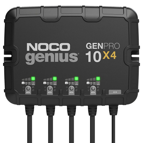 Noco GENPRO10X4 Battery Charger, Genius Pro, 12V, 40 amp, 4-Bank, Quick Connect Harness, Each