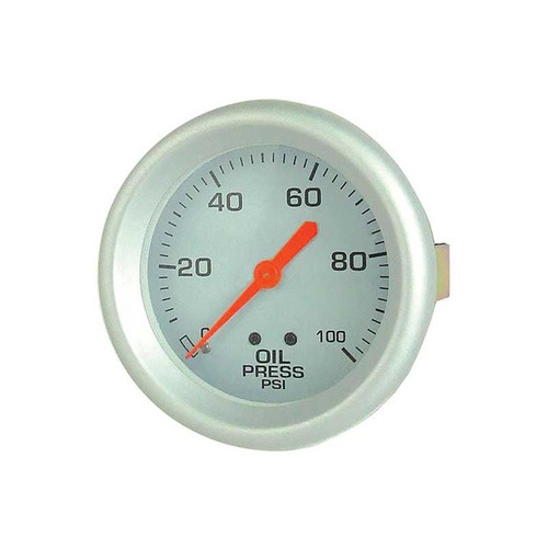 Big End Performance 15211 2 5/8 in Oil Pressure Gauge. 0-100 PSI, Super Comp, White