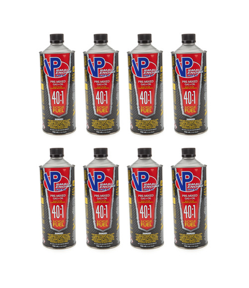 VP Racing 6298 Fuel, 40 to 1 Mix, Premix 2 Cycle, 1 qt Can, Set of 8