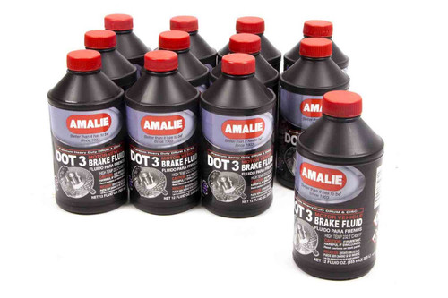 Amalie 160-65031-92 Brake Fluid, DOT 3, Glycol, 12 oz Bottle, Set of 12