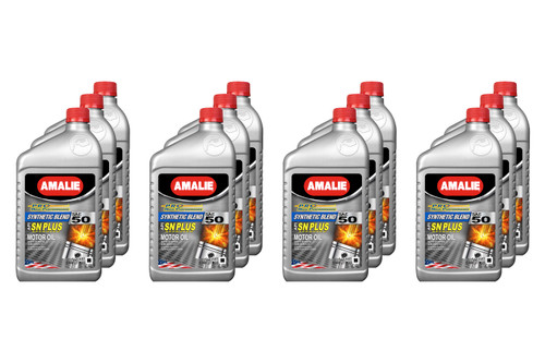 Amalie 160-65656-56 Motor Oil, Pro High Performance, 50W, Semi-Synthetic, 1 qt Bottle, Set of 12