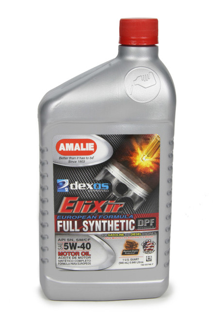 Amalie AMA65796-56 Motor Oil, Elixir, 5W40, Dexos2, Synthetic, 1 qt Bottle, Each