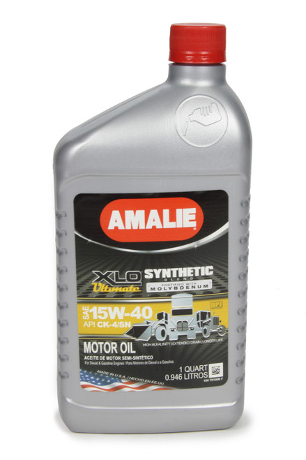 Amalie AMA79106-56 Motor Oil, XLO Ultimate, 15W40, Semi-Synthetic, 1 qt Bottle, Each