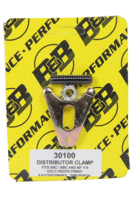 B And B Performance Products 30100 Distributor Hold Down, Stud Mounted, Hardware Included, Steel, Cadmium, Chevy V8, Each