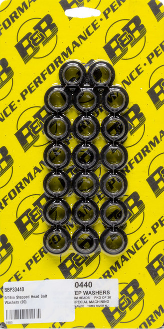 B And B Performance Products 30440 Head Bolt Washer, 0.995 in OD, 9/16 in ID, 0.195 in Thick, Chromoly, Black Oxide, Head Bolt, Aluminum Heads, Set of 20