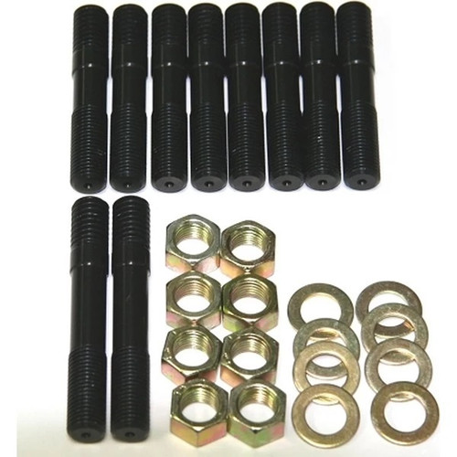 Blower Drive Service BA-9602 Supercharger Stud, 7/16 in Thread, 2-1/2 / 3 in Long, Hex Head Nuts, Aluminum, Black Anodized, Blower Drive Service Superchargers, Kit