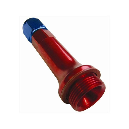 Big End Performance 12120 Fuel Bowl Inlet Fitting, -08 AN Female to 7/8-20 in. Red/Blue, Extended, Pair
