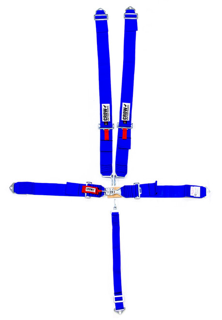 Crow Safety Gear 11003 Harness, 5 Point, Latch and Link, SFI 16.1, 50 in Length, Pull Down Adjust, Bolt-On / Wrap Around, Individual Harness, Blue, Kit