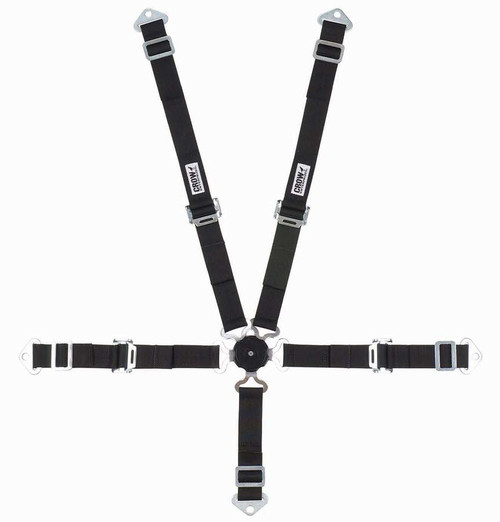 Crow Safety Gear 11174A Harness, 5 Point, Camlock, SFI 16.2, 40 in Length, Pull up Adjust, Bolt-On / Wrap Around, Individual Harness, Black, Jr Dragster / Quarter Midget, Kit