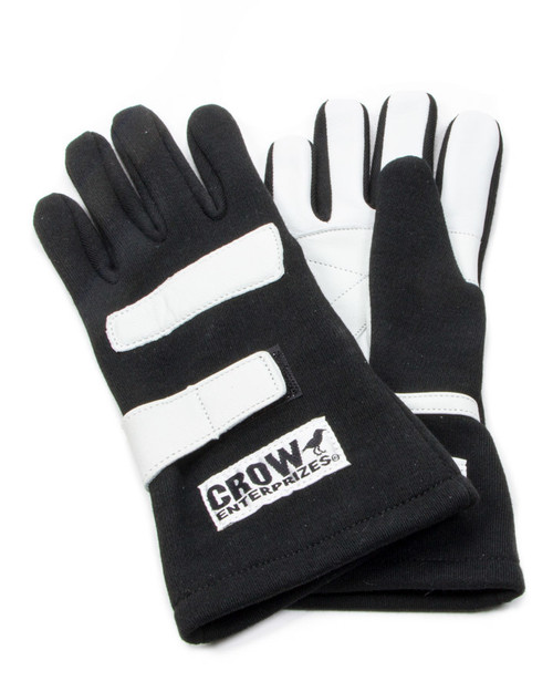 Crow Safety Gear 11704 Driving Gloves, SFI 3.3/5, Double Layer, Nomex, Black, Small, Pair
