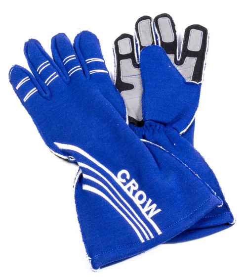 Crow Safety Gear 11823 Driving Gloves, All Star, SFI 3.3/5, Double Layer, Nomex / Leather Palm, Blue, Large, Pair