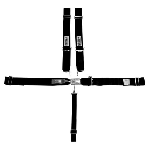 Crow Safety Gear 20054 Harness, 5 Point, Latch and Link, SFI 16.1, Pull Down Adjust, Left Adjust Only, Wrap Around, Individual Harness, Black, Kit