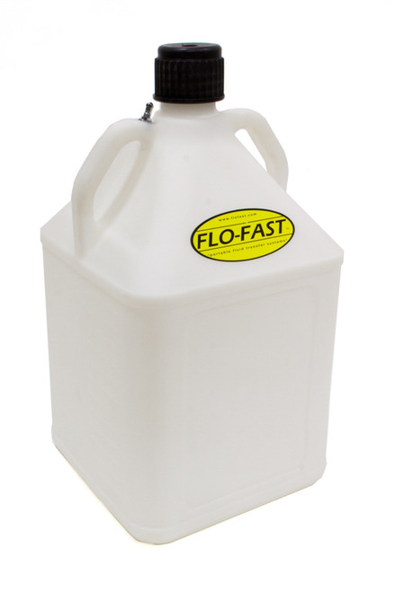 Flo-Fast 75003 Utility Jug, 7.5 gal, 11-1/4 x 11 x 26 in Tall, O-Ring Seal Cap, Petcock Vent, Square, Plastic, White, Each