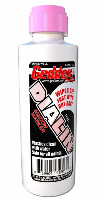 Geddex 916C Dial-In Marker, Dial-In, Window, Pink, Safe on Glass / Polycarbonate / Rubber, 3 oz Bottle / Applicator, Each