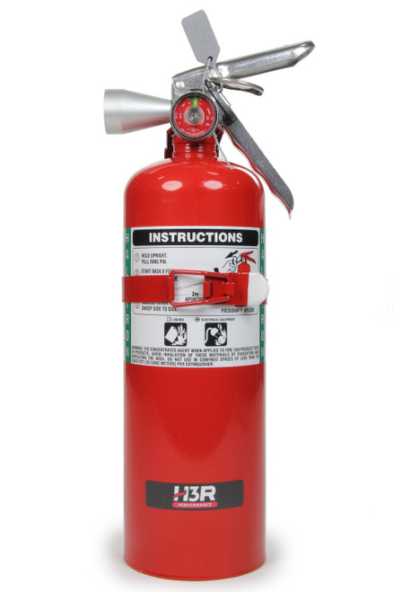 H3R Performance HG500R Fire Extinguisher, Halguard, Halotron 1, Class BC, 5B:C Rated, 5.0 lb, Mounting Bracket, Steel, Red Paint, Each