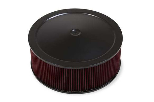 Holley 120-4660 Air Cleaner Assembly, 16 in Round, 6 in Tall, 7-1/4 in Carb Flange, Drop Base, Steel, Black Paint, Kit