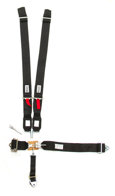 Hooker Harness 51000 Harness, 5 Point, Latch and link, SFI 16.1, Pull Down / Ratchet Adjust, Bolt-On / Wrap Around, Individual Harness, Black, Kit