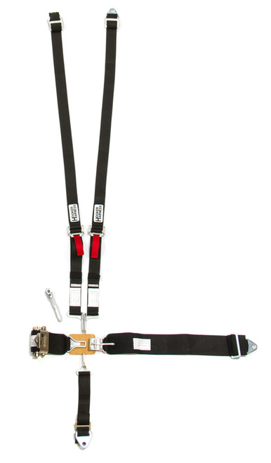Hooker Harness 52100 Harness, 5 Point, Latch and Link, SFI 16.1, Ratchet Adjust, Bolt-On / Wrap Around, Individual Harness, HANS Ready, Black, Kit