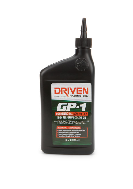 Driven Racing Oil 19890 Gear Oil, GP-1, 80W90 Conventional, 1 qt Bottle, Each