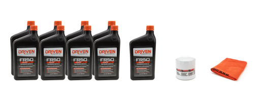 Driven Racing Oil 20752K Motor Oil, FR50, 5W50, Synthetic, Oil Filter Included, Nine 1 qt Bottles, Ford Modular 2007-12, Kit