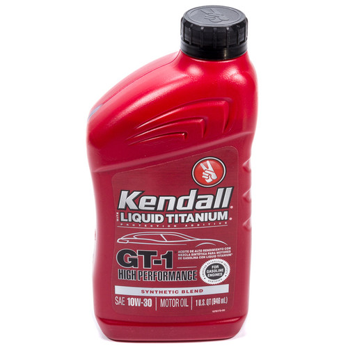 Kendall Oil D1081194 Motor Oil, GT-1 High Performance, 10W30, Semi-Synthetic, 1 qt Bottle, Each