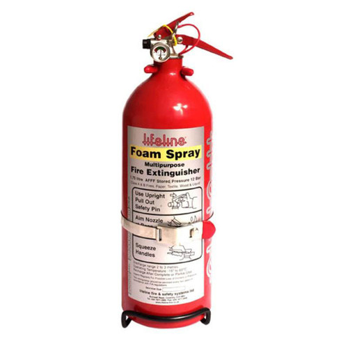 Lifeline USA 201-100-002 Fire Extinguisher, Lifeline AFFF Hand Held, Wet Chemical, Class AB, 1.75 L, Mounting Bracket, Steel, Red Paint, Each