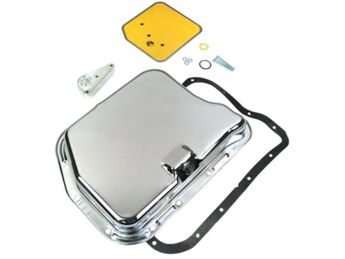Mopar Performance P3690730AC Transmission Pan, Deep Sump, Adds 1.0 qt Capacity, Filter Extension / Filter / Gasket / Hardware / Plug, Steel, Chrome, Torqueflite 727, Kit