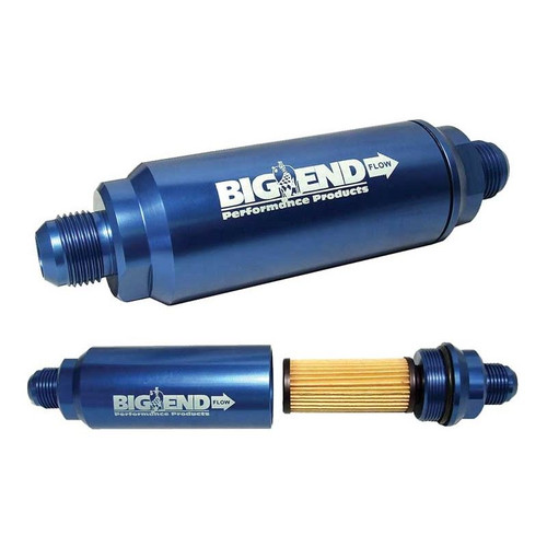 Big End Performance 12110 Billet-In-Line Race Fuel Filter -10AN, 10 Micron, Blue