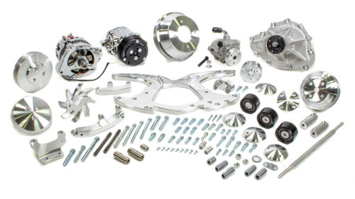 March Performance 13135 Pulley Kit, Style Track, 6-Rib Serpentine, Aluminum, Clear Powder Coat, Pontiac V8, Kit