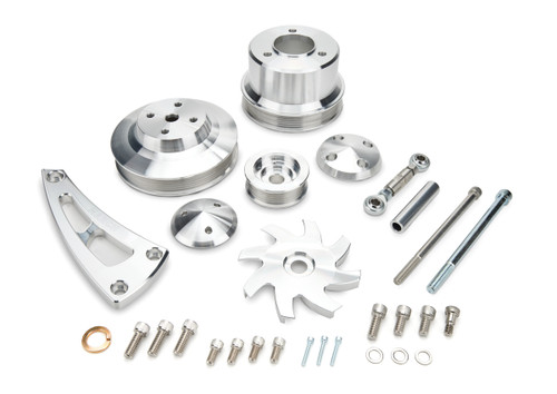 March Performance 23010 Pulley Kit, Ultra, Performance, 6-Rib Serpentine, Aluminum, Clear Powder Coat, Long Water Pump, Big Block Chevy, Kit