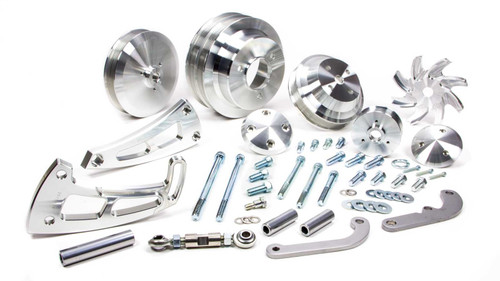 March Performance 23050 Pulley Kit, Ultra, High Water Flow, 6-Rib Serpentine, Aluminum, Clear Powder Coat, Long Water Pump, Big Block Chevy, Kit