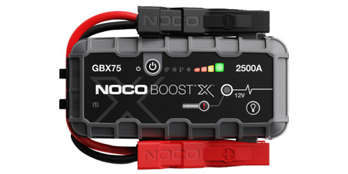 Noco GBX75 Portable Battery, Boost X, Lithium-ion, 2500 Amp, 12V, 2 USB Ports, 12 in Clamp-On Cables Included, Kit
