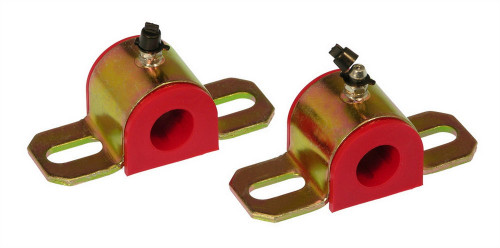 Prothane 19-1160 Sway Bar Bushing, Front / Rear, Greasable, 17 mm Bar, Bracket, Polyurethane / Steel, Red / Cadmium, Universal, Pair