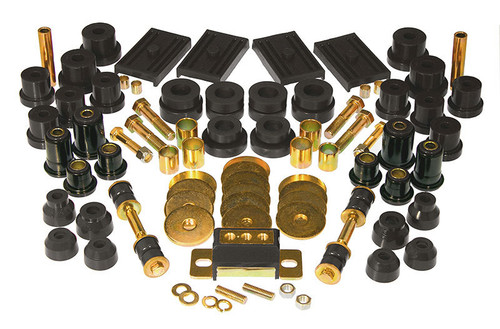 Prothane 7-2040BL Bushing Kit, Suspension Bushings, Multi-Leaf, Links / Leaf Spring Pads / Transmission Mount / Dust Boots / Body Bushings / Control Arm Bushings, Polyurethane / Steel, Black Cadmium Plated, GM F-Body 1967-69, Kit