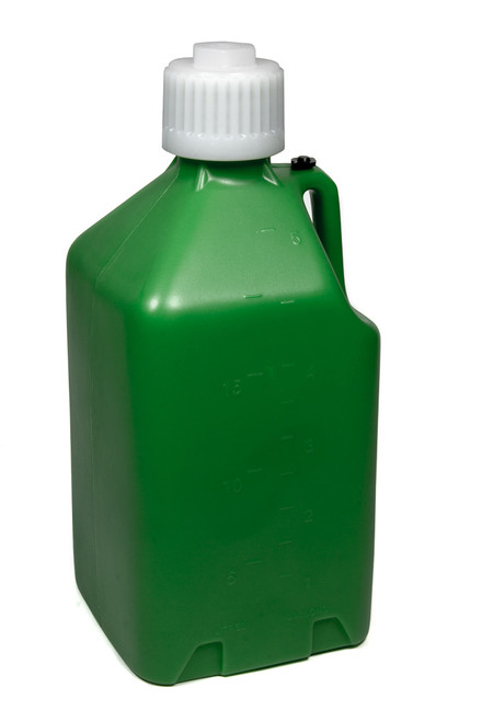 Scribner 2000G Utility Jug, 5 gal, 9-1/2 x 9-1/2 x 21-3/4 in Tall, Gasket Seal Cap, Flip-Up Vent, Square, Plastic, Green, Each