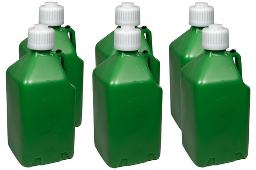 Scribner 2000G-CASE Utility Jug, 5 gal, 9-1/2 x 9-1/2 x 21-3/4 in Tall, Gasket Seal Cap, Flip-Up Vent, Square, Plastic, Green, Set of 6