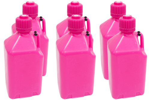 Scribner 2000GP-CASE Utility Jug, 5 gal, 9-1/2 x 9-1/2 x 21-3/4 in Tall, Gasket Seal Cap, Flip-Up Vent, Square, Plastic, Glow Pink, Set of 6