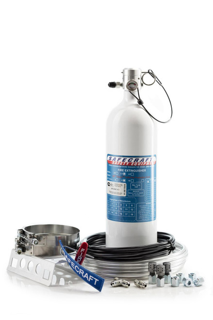 Safecraft LT5JAB Fire Suppression System, LT-Series, Novec 1230, 5.0 lb Bottle, Fittings / Hose / Mount / Pull Cable, Drag Race, Kit